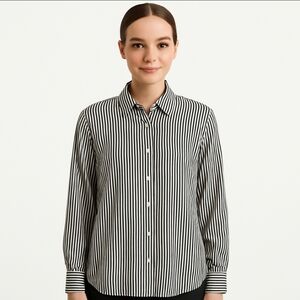 Spense Black Striped Elegant Beetlejuice Womens Blouse Sz Med